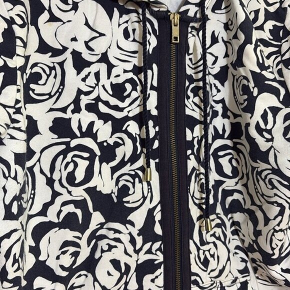 Tommy Hilfiger Womens XL black 34 Sleeve HoodieSweat Shirt wpocket floral - Picture 2 of 8